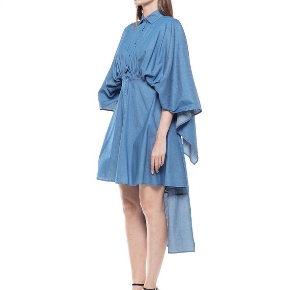 Denim high low. Chambray Cape dress SALE - Picture 2 of 7